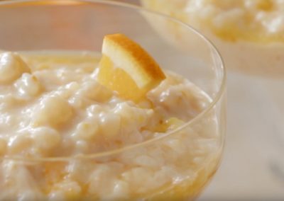 Lactose Free Rice Pudding with Orange & Cardamom Syrup