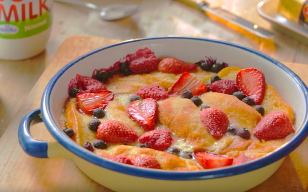 Summer fruits bread & butter pudding