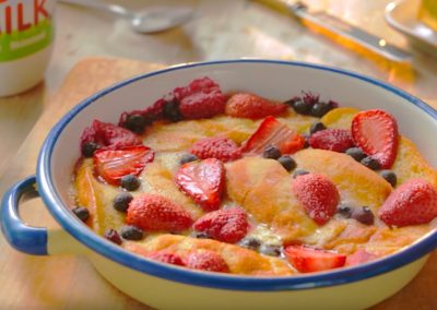 Summer fruits bread & butter pudding