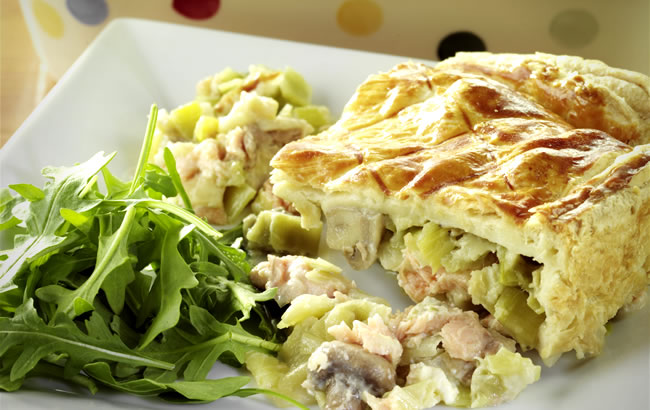 Salmon, Mushroom, and Leek Pie