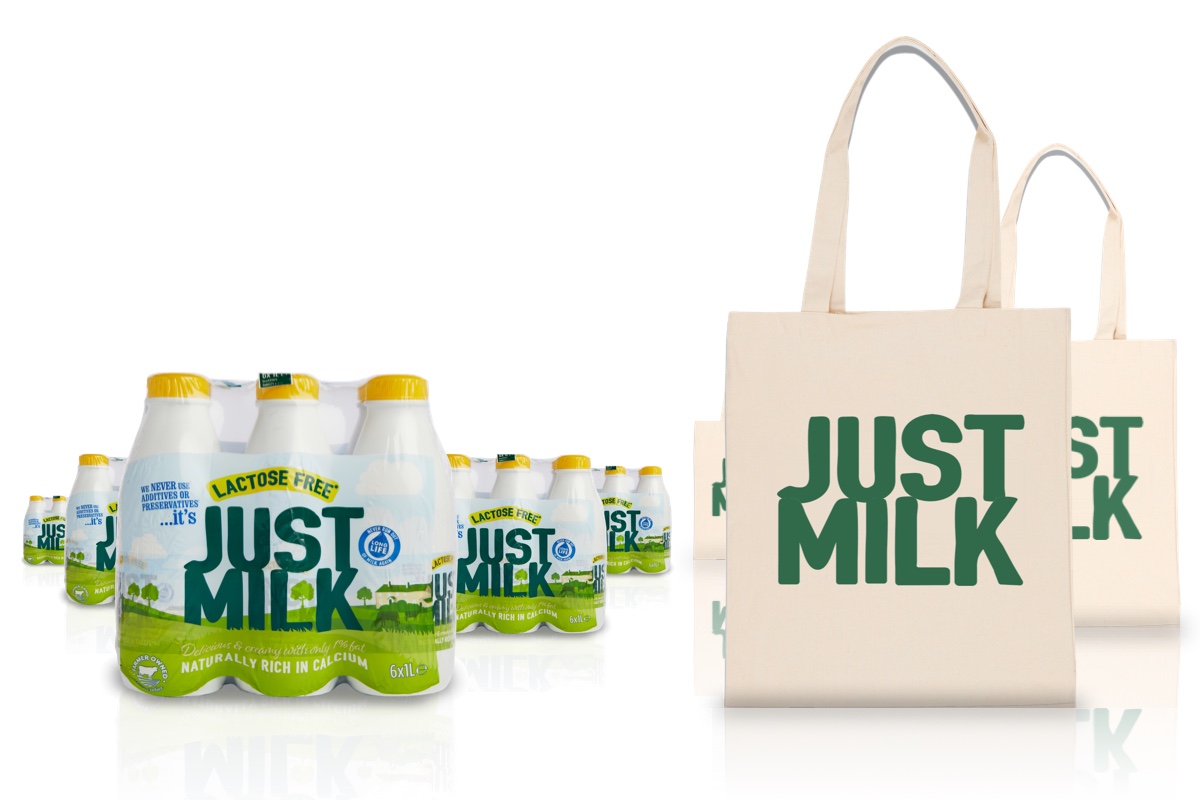 Tote Bags and packs of Lactose Free JUST MILK to giveaway