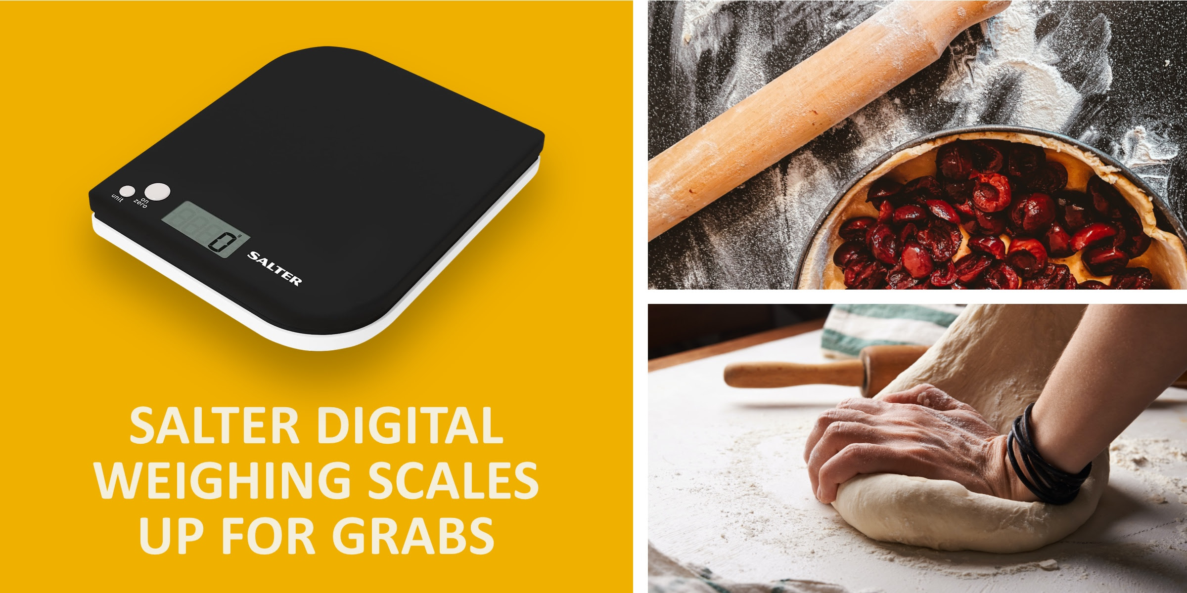 Win Salter digital kitchen weighing scales with JUST MILK