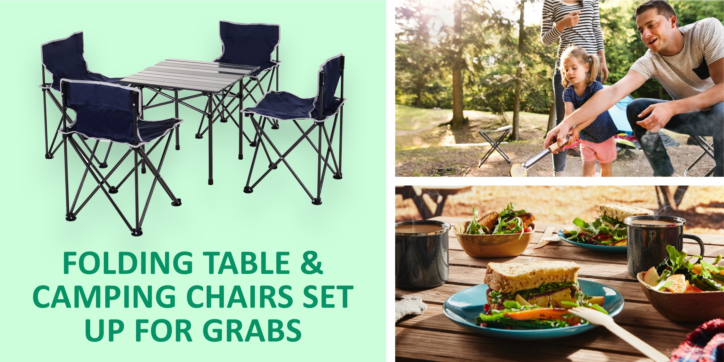 folding camping table and chair sets up for grabs with JUST MILK